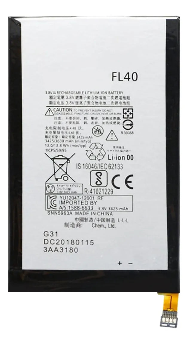 Batería compatible con Motorola Moto X Play XT1562 Mod. FL40