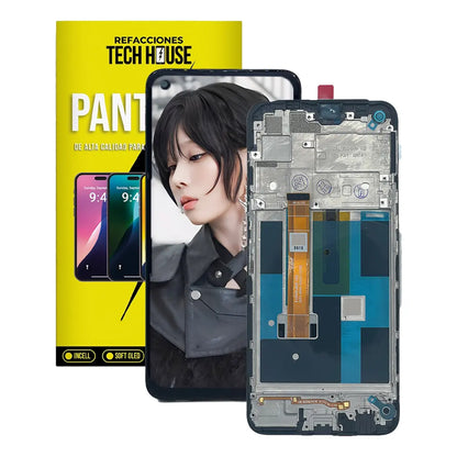 Pantalla con Marco compatible con Realme 7 Negro (Versión Global)