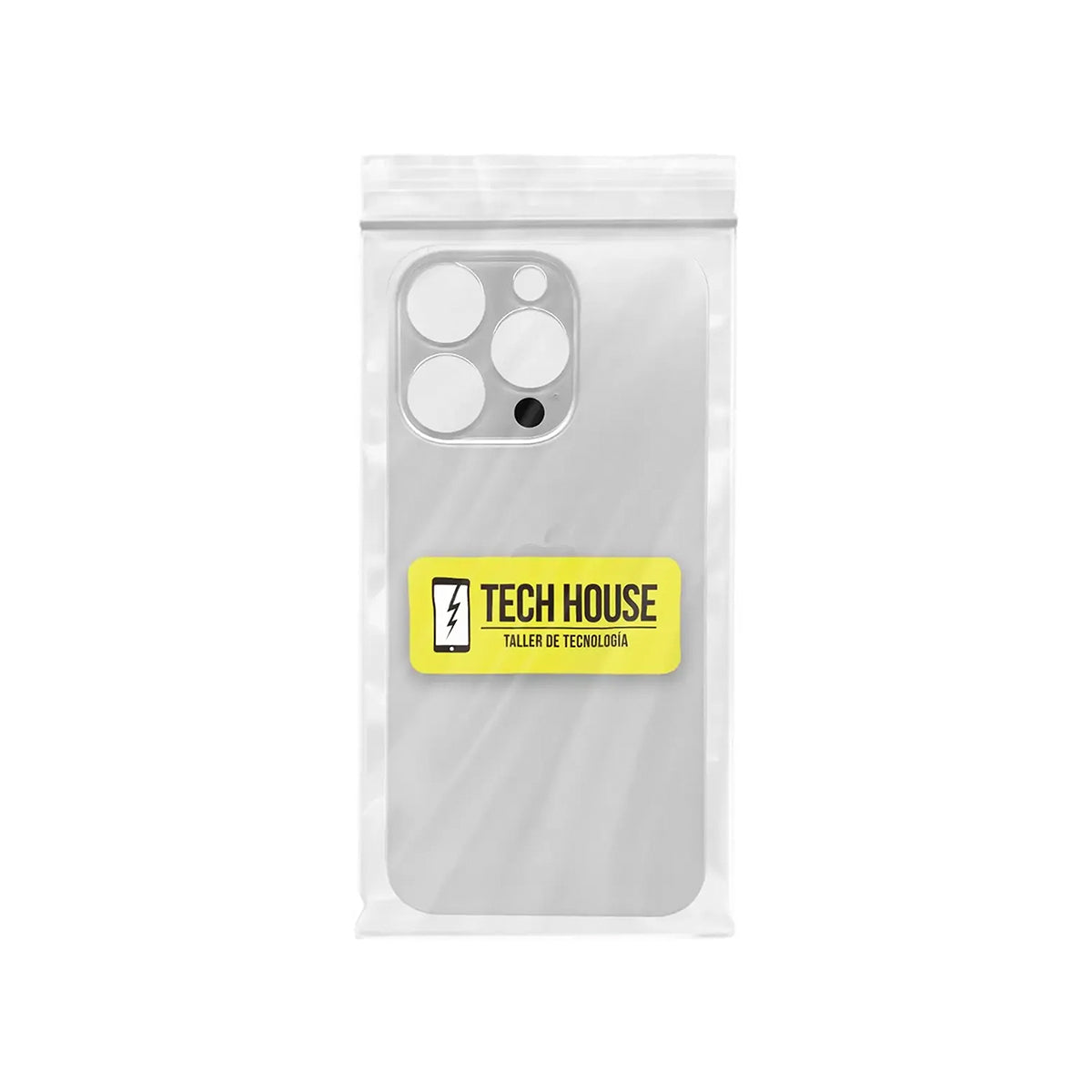 Tapa trasera con sticker iPhone 14 Pro plateada
