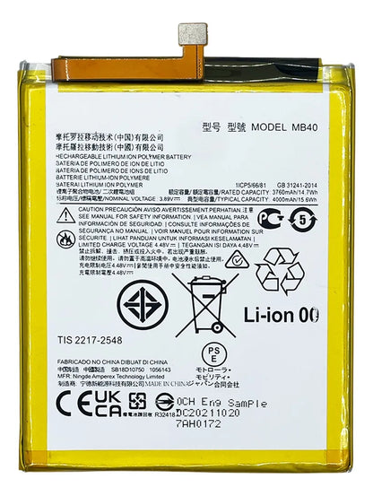 Batería compatible con Motorola Moto Edge 20 MB40 XT2143-1