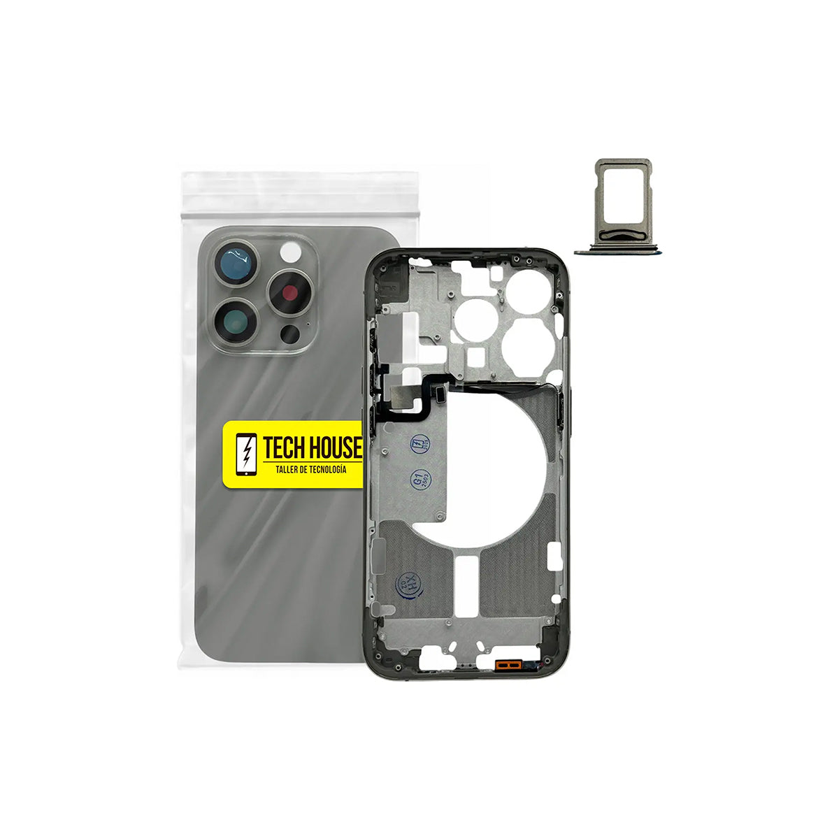 Marco chasis con flexores iPhone 15 Pro titanio natural