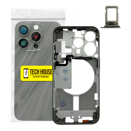 Marco Chasis con Tapa y Flexores Compatible con Apple iPhone 15 Pro A2848 Titanio Natural
