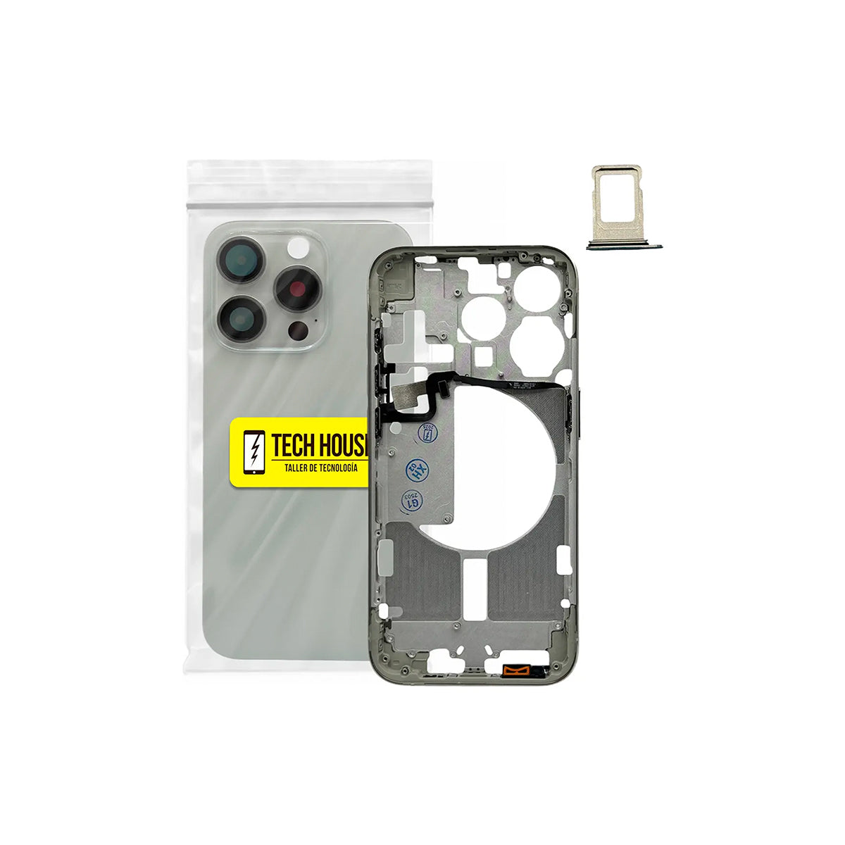 Marco chasis con flexores iPhone 15 Pro titanio blanco