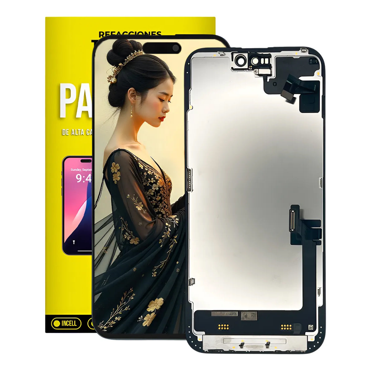 Pantalla compatible con iPhone 15 Plus – OLED (Soporte para Trasplante de IC)