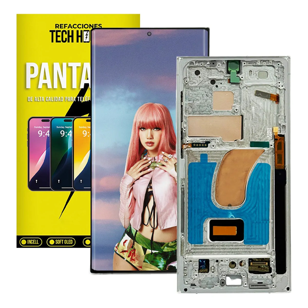Pantalla SK OLED con Marco compatible con Samsung Galaxy S23 Ultra (S918) – (USA Version)