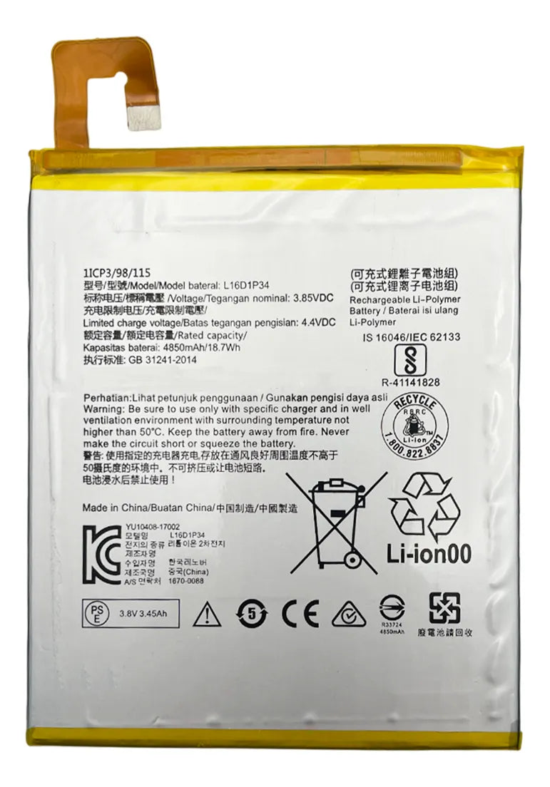 Batería compatible con Lenovo Tab E10 TB-X104F
