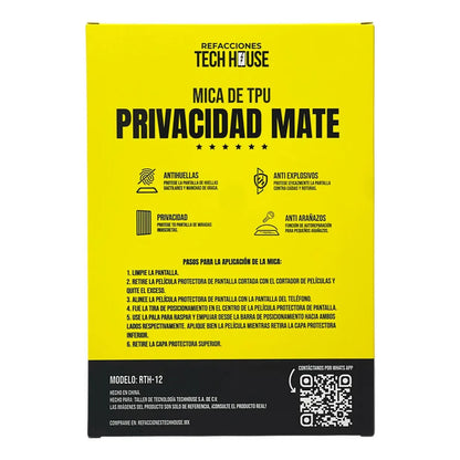 Paquete 20 Micas de Hidrogel Privacidad Matte – 6 Estrellas Tech House (RTH-12)