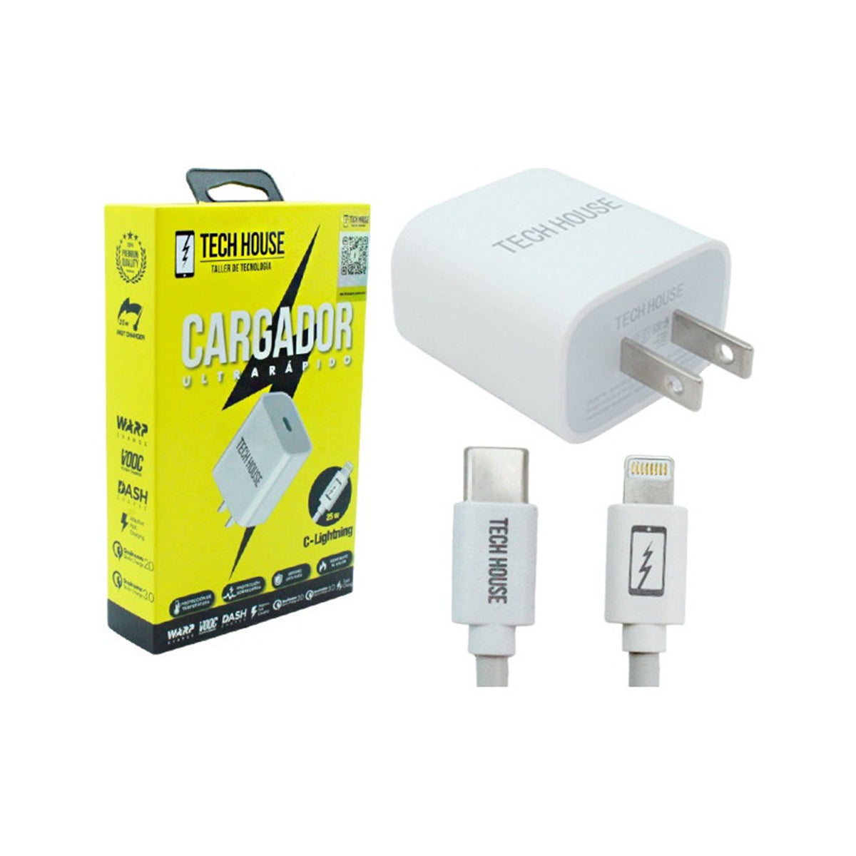 Cargador Tech House 25W Ultrarápido (USB-C a Lightning)
