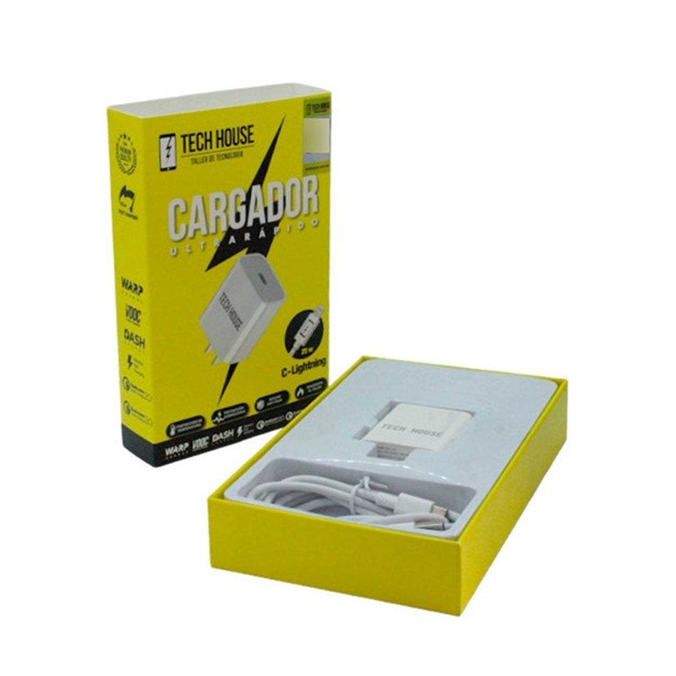 Cargador Tech House 25W Ultrarápido (USB-C a Lightning)