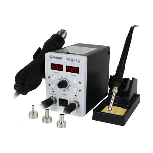 Estación 2 en 1 Yaogong YG-8586: Potencia doble, espacio inteligente