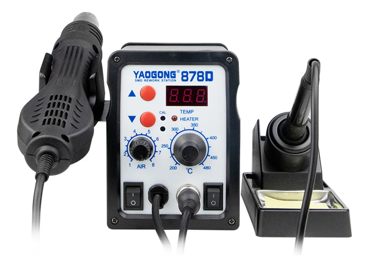 Estación de Soldadura + Pistola de Calor Yaogong 878D 2 en 1
