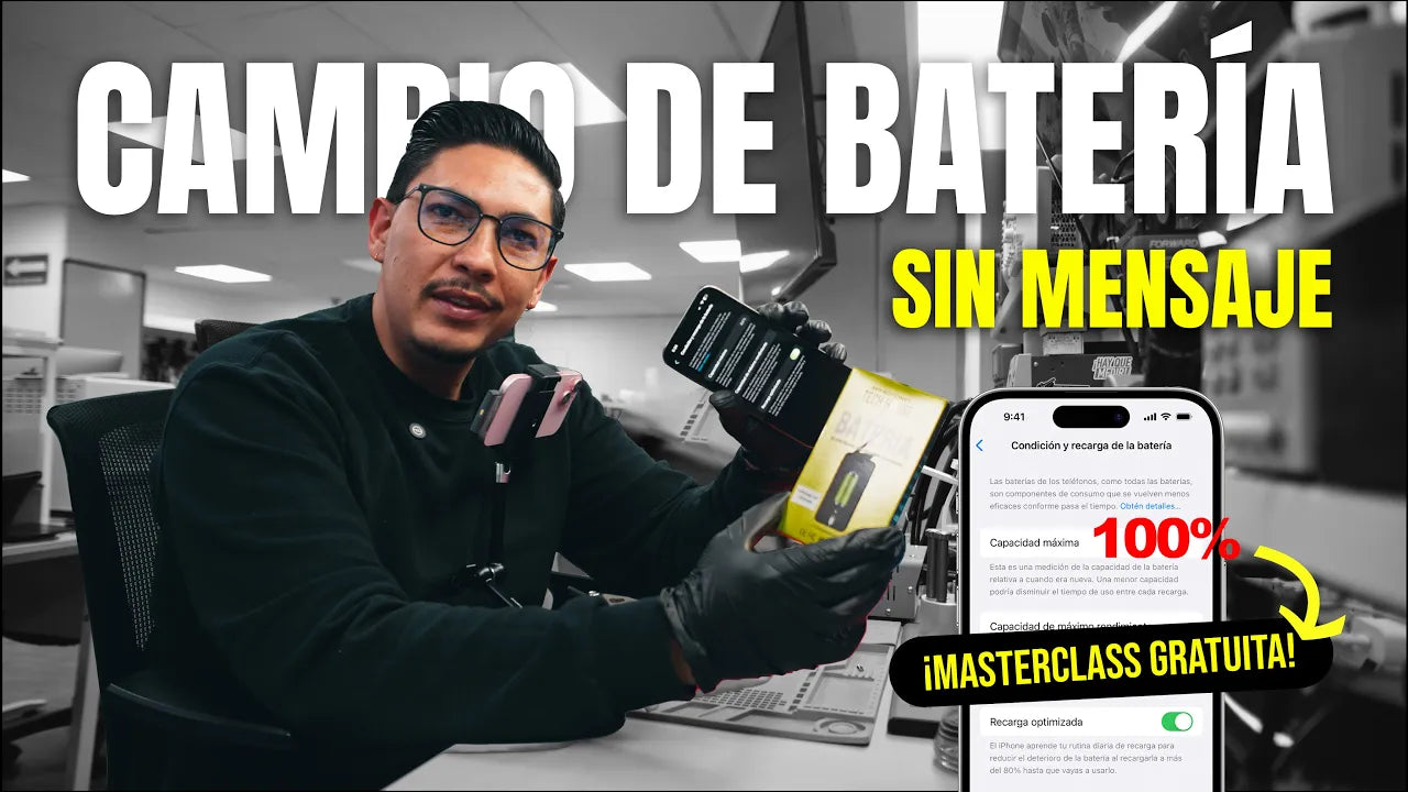 Cargar video: Aprende a instalar una batería para iPhone sin que aparezca mensaje de pieza desconocida.